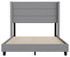 Hollis Upholstered Platform Bed with Wingback Headboard w/Mattress Foundation, Gray, Full