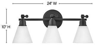 Hinkley Arti 10" Medium Adjustable Three Light Vanity, Black