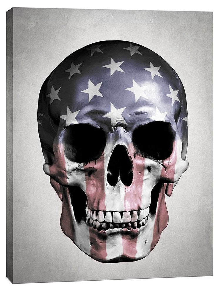 Cortesi Home "American Skull-Gray" by Nicklas Gustafsson, Giclee Canvas, 18"x26"