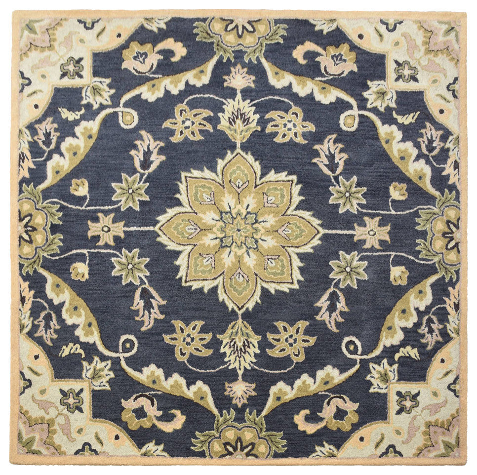 HAND TUFTED WOOL ECO-FRIENDLY AREA RUGS - Square,Charcoal,Oriental