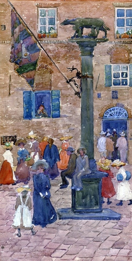 Maurice Prendergast Sienna, Column of the Wolf Gallery Wrapped Canvas Print