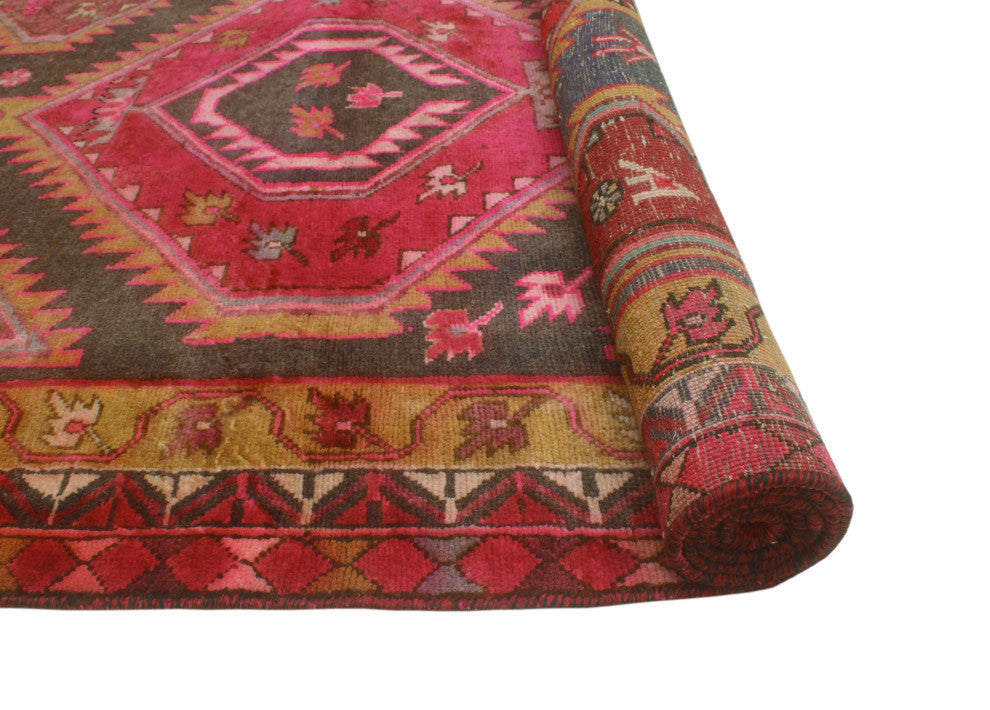 Fine Vintage Distressed Zeyne Charcoal/Red Runner, 4'7x10'1