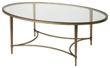 Modern Oval Glass Coffee Table in Gold