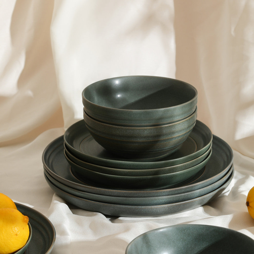 Stone Lain Elio Stoneware Salad Plate Set of 4, Green