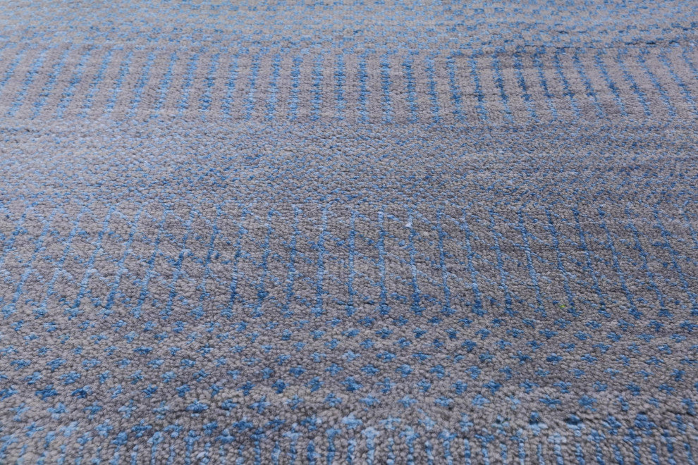 6' Round Wool and Silk Handmade Savannah Grass Rug Q11466