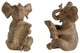 Benzara BM284984 2-Piece Set Bookends, Reading Elephant Statuettes, Brown