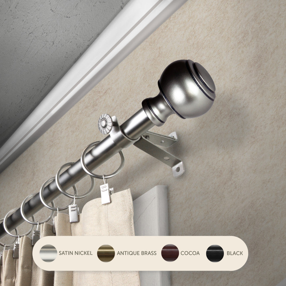 Hal 13/16" Curtain Rod, Satin Nickel, 120-170"