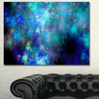 Light Blue Starry Fractal Sky, Oversized Abstract Canvas Art Print, 60x40