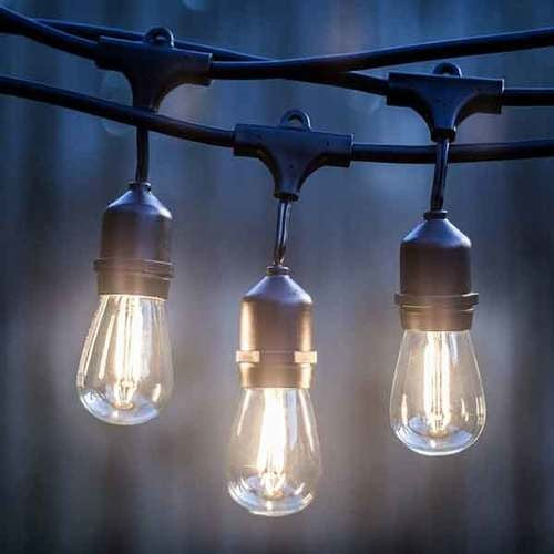 120V Commercial Outdoor Dimmable LED Light String, 24 Bulb / 49' Length
