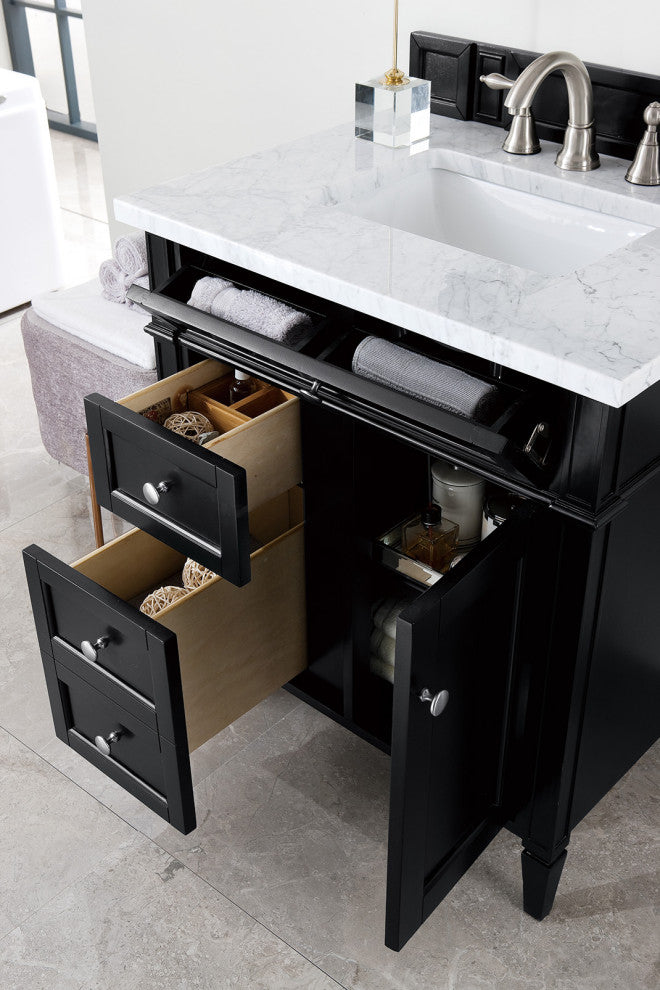 Brittany 30" Single Vanity, Black Onyx, Carrara Marble