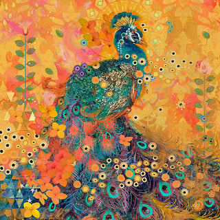 "Africkarma Peacock" Canvas Print by Evelia, 80x80 cm