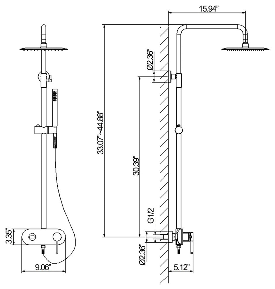 Luxury 3-Function Complete Shower System With Tub Faucet And Rough-In Valve, Bru