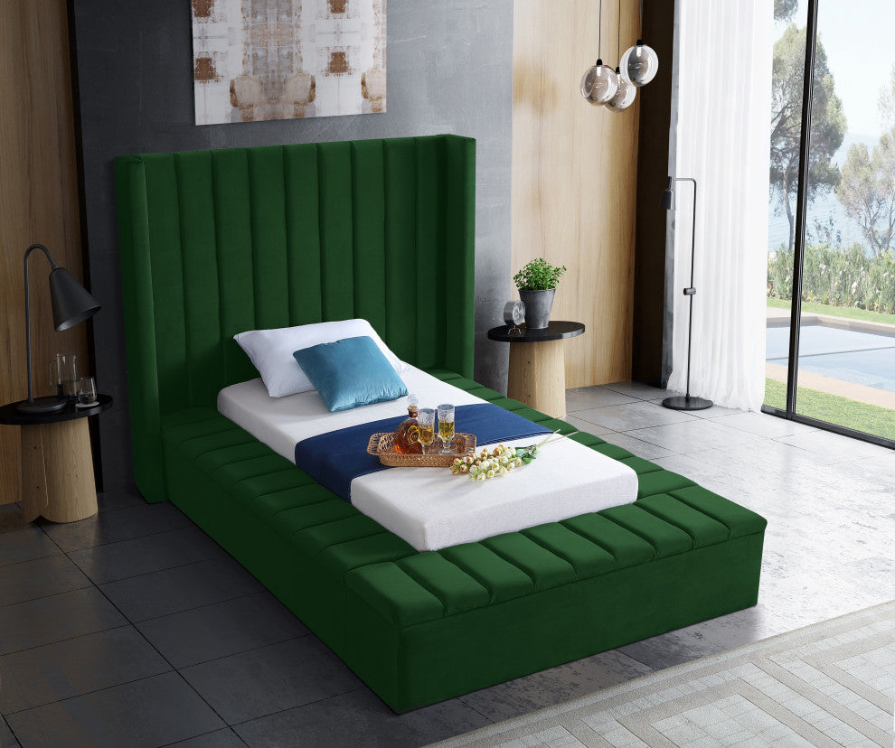 Kiki Velvet Bed, Green, Twin