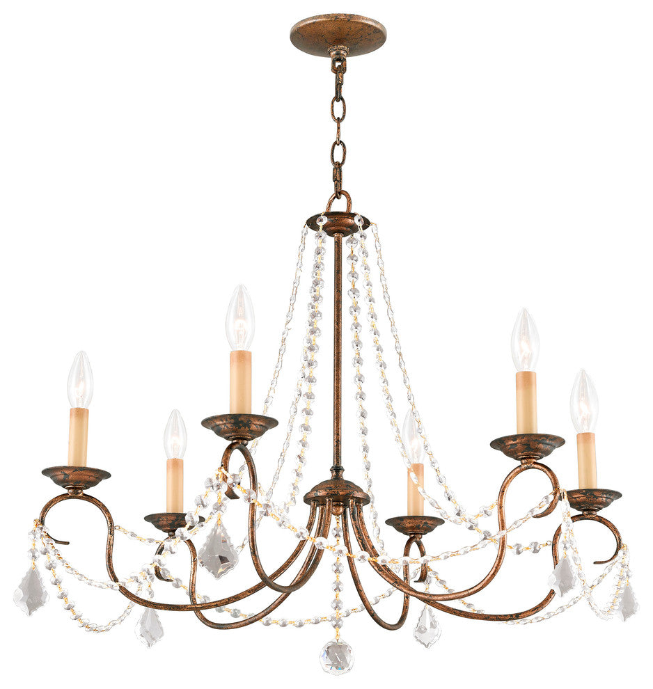 Pennington Chandelier, Hand-Applied Venetian Golden Bronze