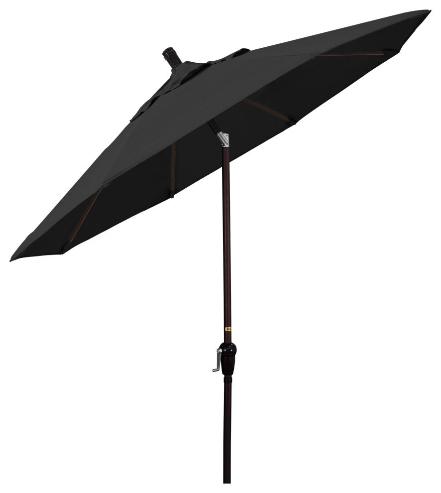9' Bronze Auto-Tilt Crank Aluminum Umbrella, Pacifica, Black