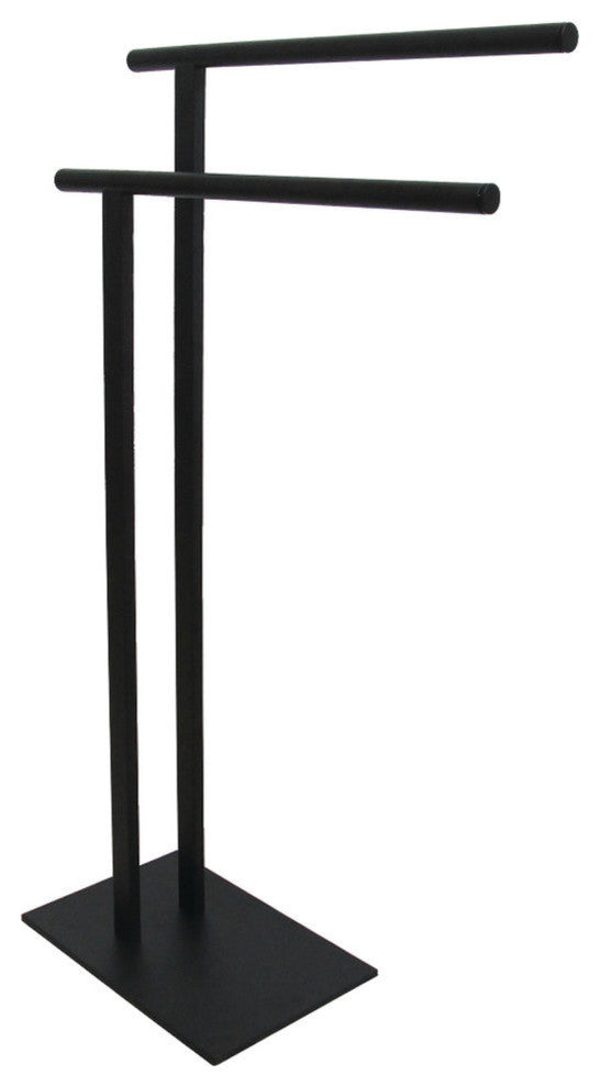 Kingston Brass Double L Shape Pedestal Towel Holder, Matte Black