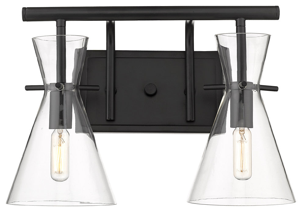 Innovations 354-2W-BK-CL-LED 2 Light 15" Bath Vanity Light, Matte Black