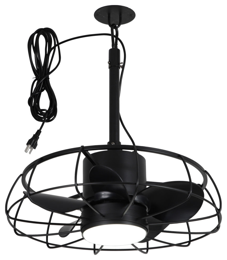 20-inch Modern Outdoor Black Small Cage Black LED Ceiling Fan with Remote