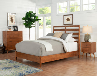 Flynn Retro Bed With Slat Back Headboard, Acorn, Queen