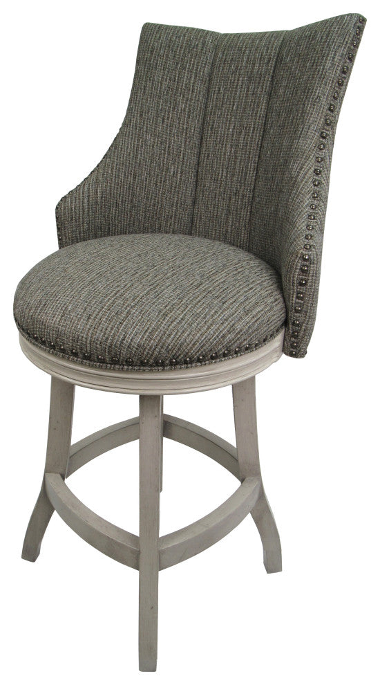 Swivel Wood Counter Stool, Bello, Smoke, Off-White, 26"