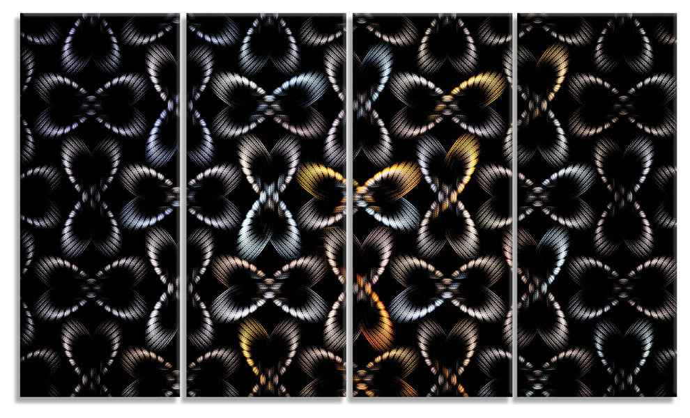 Yellow Pattern of Butterflies, Abstract Canvas Art Print, 48"x28", 4 Panels