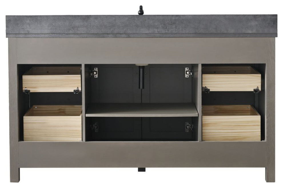 Jasper 60" Bathroom Vanity, Textured Gray, Blue Limestone