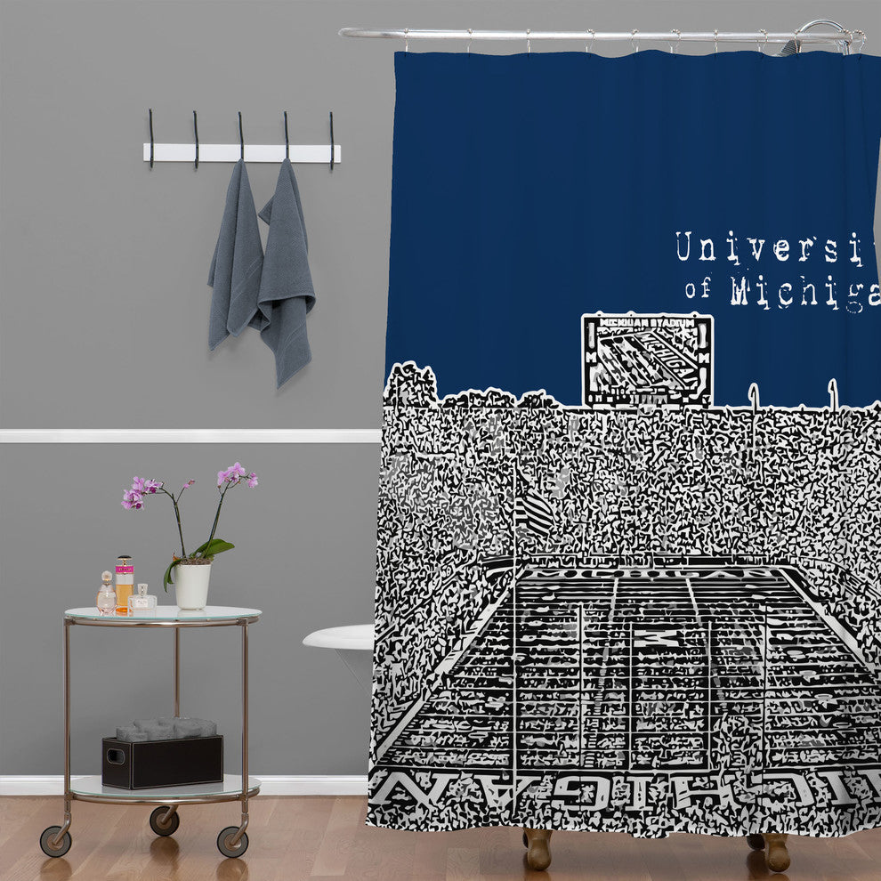 Deny Designs Bird Ave University of Michigan Navy Shower Curtain