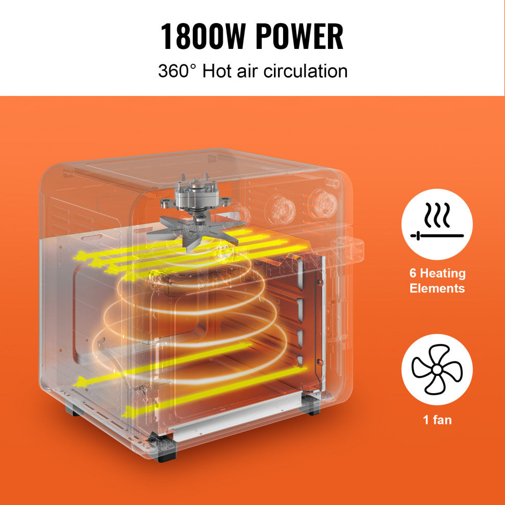 VEVOR Air Fryer Toaster Oven 1700W Stainless Steel Convection Oven, 18 L 7-in-1