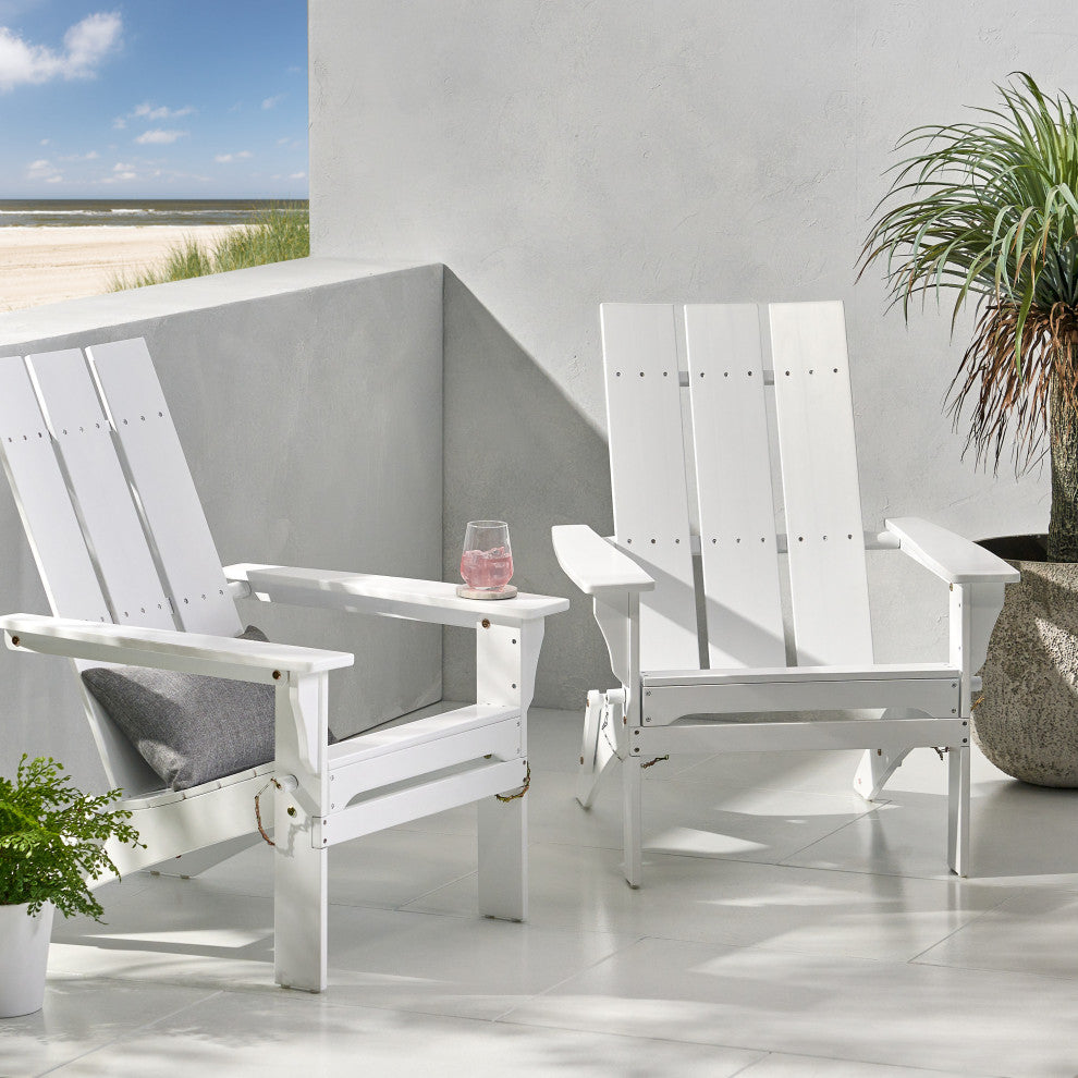 Gurekam Outdoor Foldable Adirondack Chairs, Set of 2, White