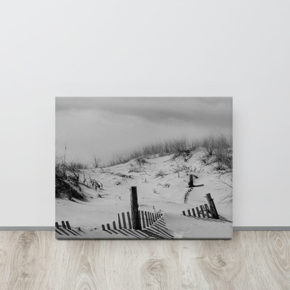 Buried Fences Coastal Landscape Photo Canvas Wall Art Print, 16" X 20"