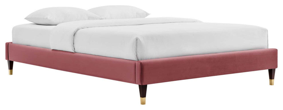 Harlow Full Performance Velvet Platform Bed Frame Dusty Rose