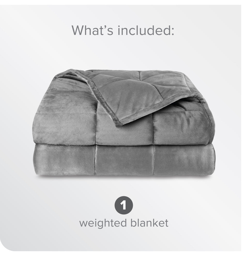 Weighted Blanket, Minky Fleece Gray, 60"x80", 17lb