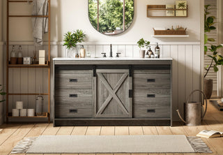 Home Living 60" Single Bathroom Vanity, Rustic Grey