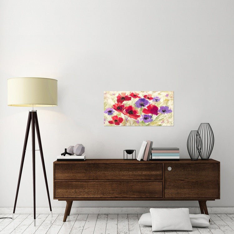 "Campo in Primavera" Stretched Canvas Giclee by Luigi Florio, 36x18"
