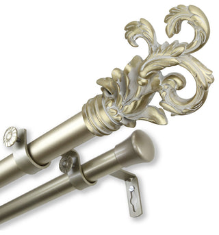 Malina 1" Double Curtain Rod, Light Gold, 28-48"