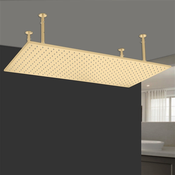 Fontana 20x40" Ceiling Mount Rain Shower Head, Brushed Gold
