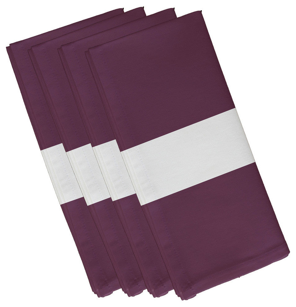 Narrow The Gap Stripe Print Napkin, Plum, Set of 4