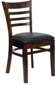 Dyersburg Wood Chair Ladder Back Walnut, Black Vinyl Seat