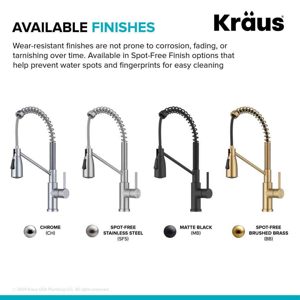 KRAUS Coda Commercial Style 2-Function 1-Handle Pull Down Kitchen Faucet, SFS