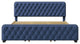 Metal Platform Bed with Headboard, Upholstered and 4-Drawer, Blue, 84.6" X 79.5"