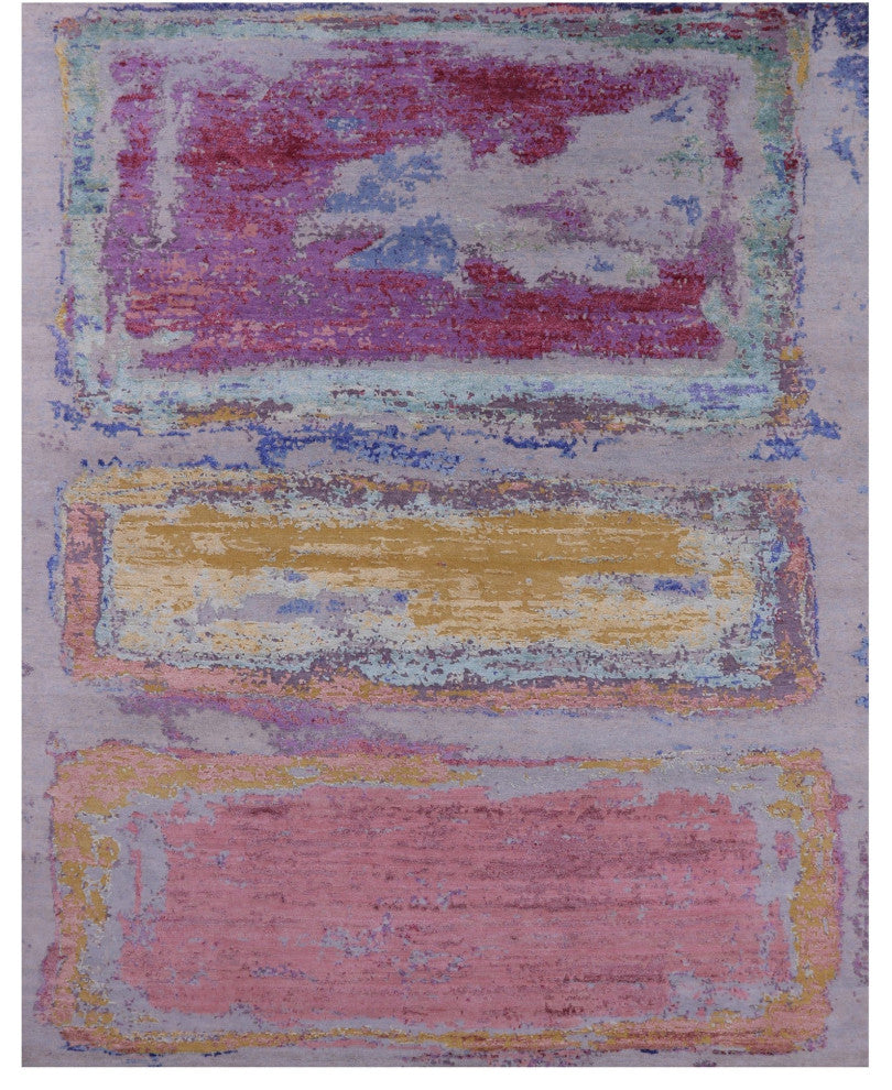 Wool & Silk  Abstract Handmade Rug 7' 11" X 10' 1" - Q14869