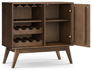 Clarkson Solid Acacia Wood Wine Cabinet, Rustic Natural Aged Brown