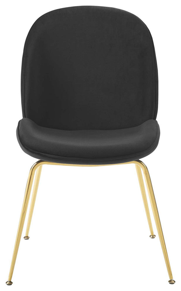 Scoop Gold Stainless Steel Leg Performance Velvet Dining Chair Black