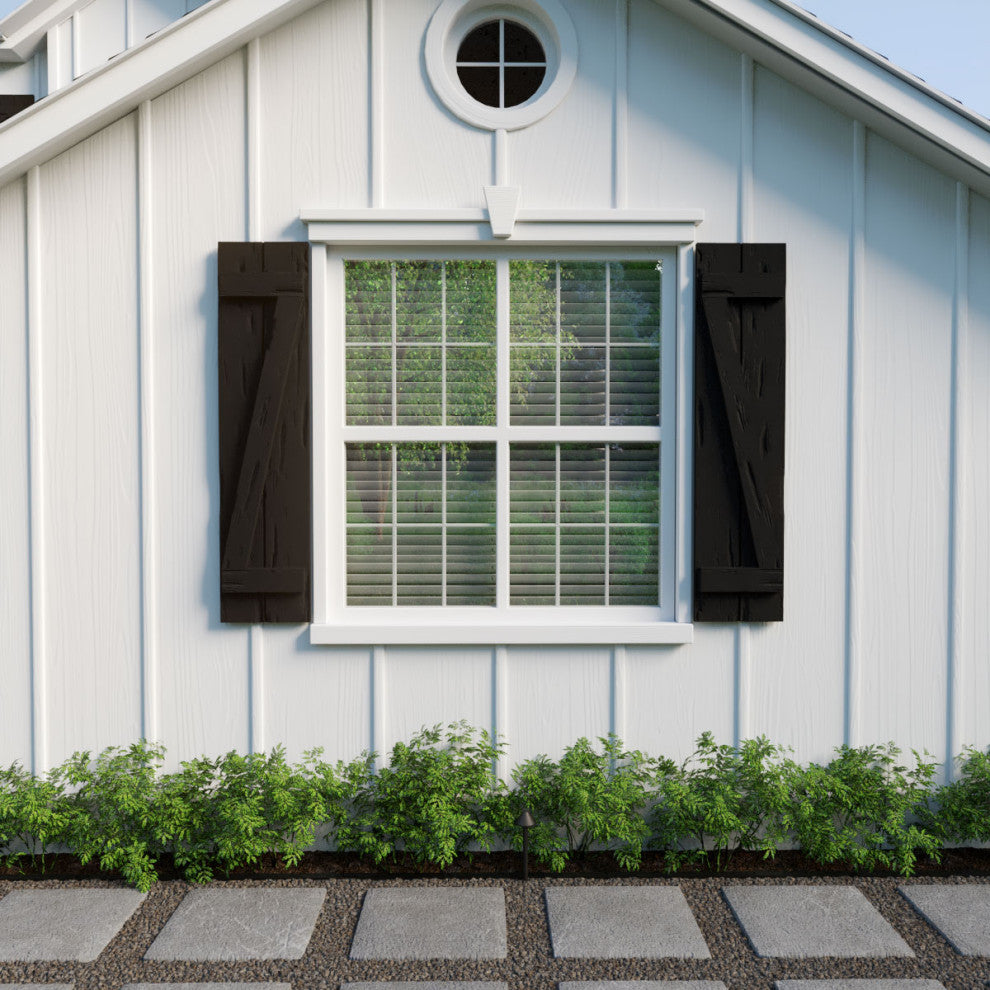 Rustic 2 Board Joined B-N-B Faux Wood Shutters, Pecky Cypress, 11x62"