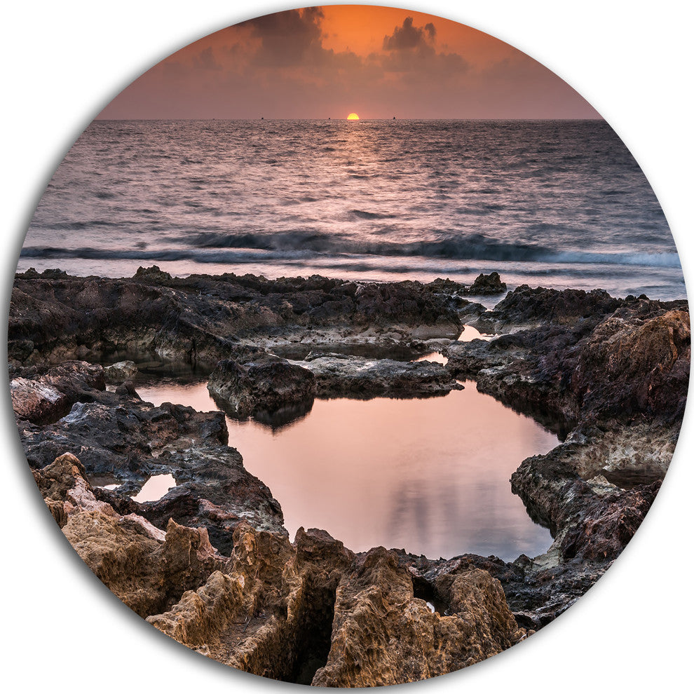 Rocky African Coastline Sunset, Beach Round Wall Art, 36"