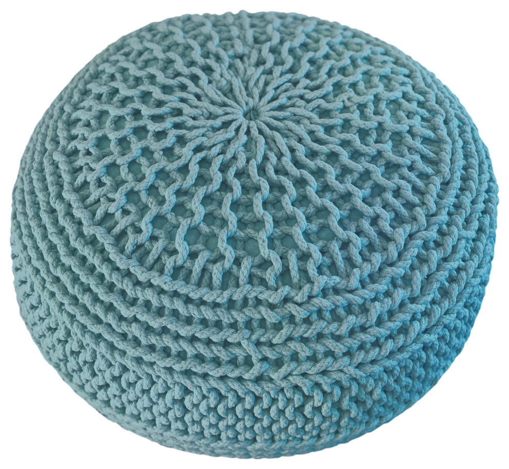 Decor Maisonette Jade Pouf, Seafoam (20"x20"x14")