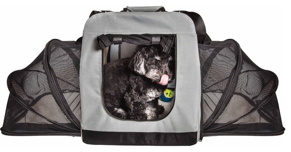 Hounda Accordion Collapsible Dual-Sided Expandable Pet Crate, Gray, Small
