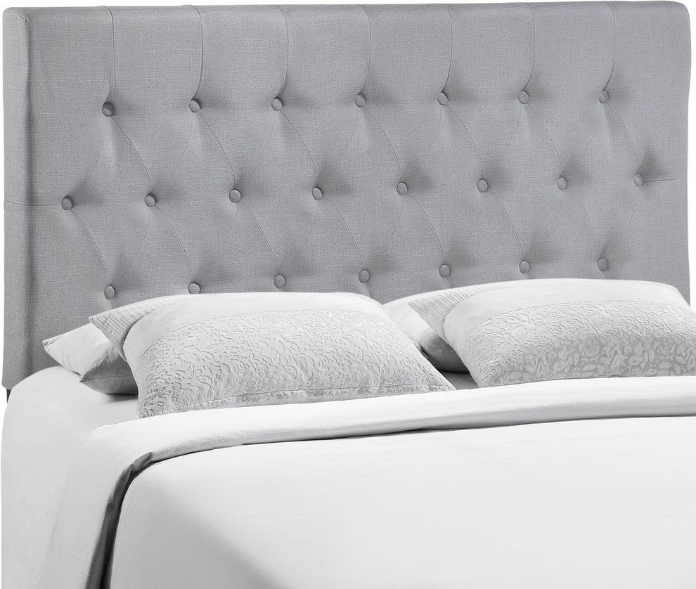 Modern Contemporary King Size Headboard, Gray Fabric