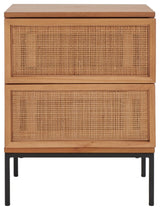Safavieh Zadie 2 Drawer Rattan Nightstand, Natural/Black