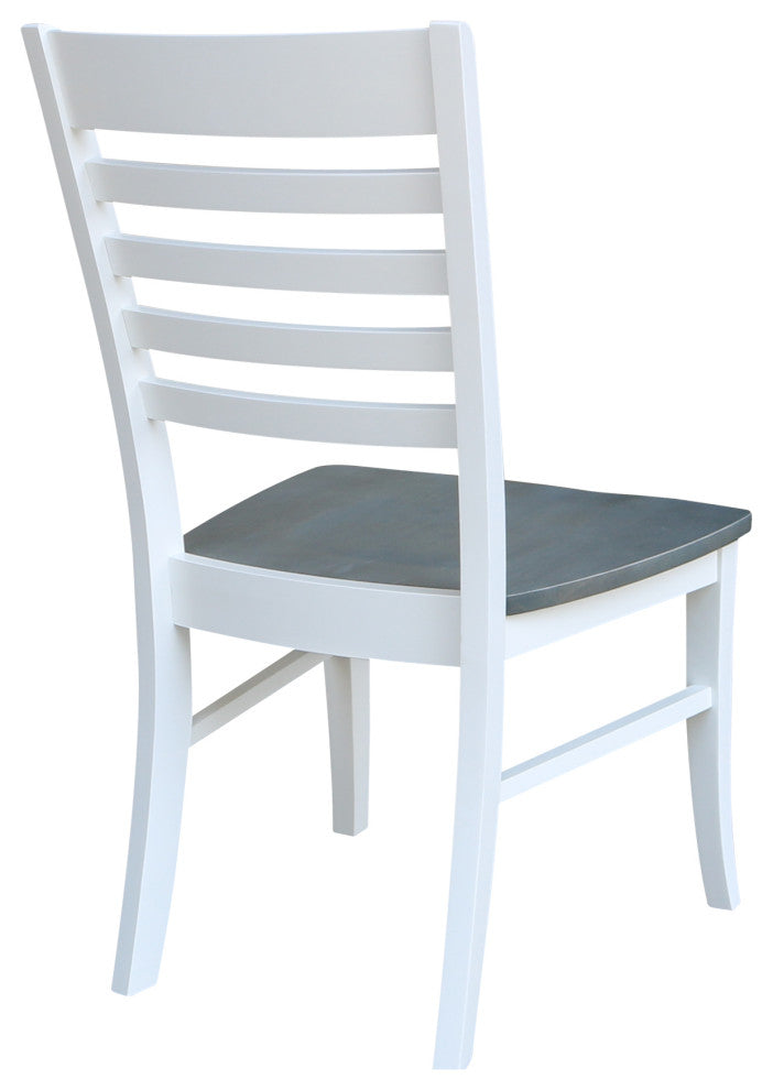 Set of Two Roma Ladderback Chairs, White/Heather Gray